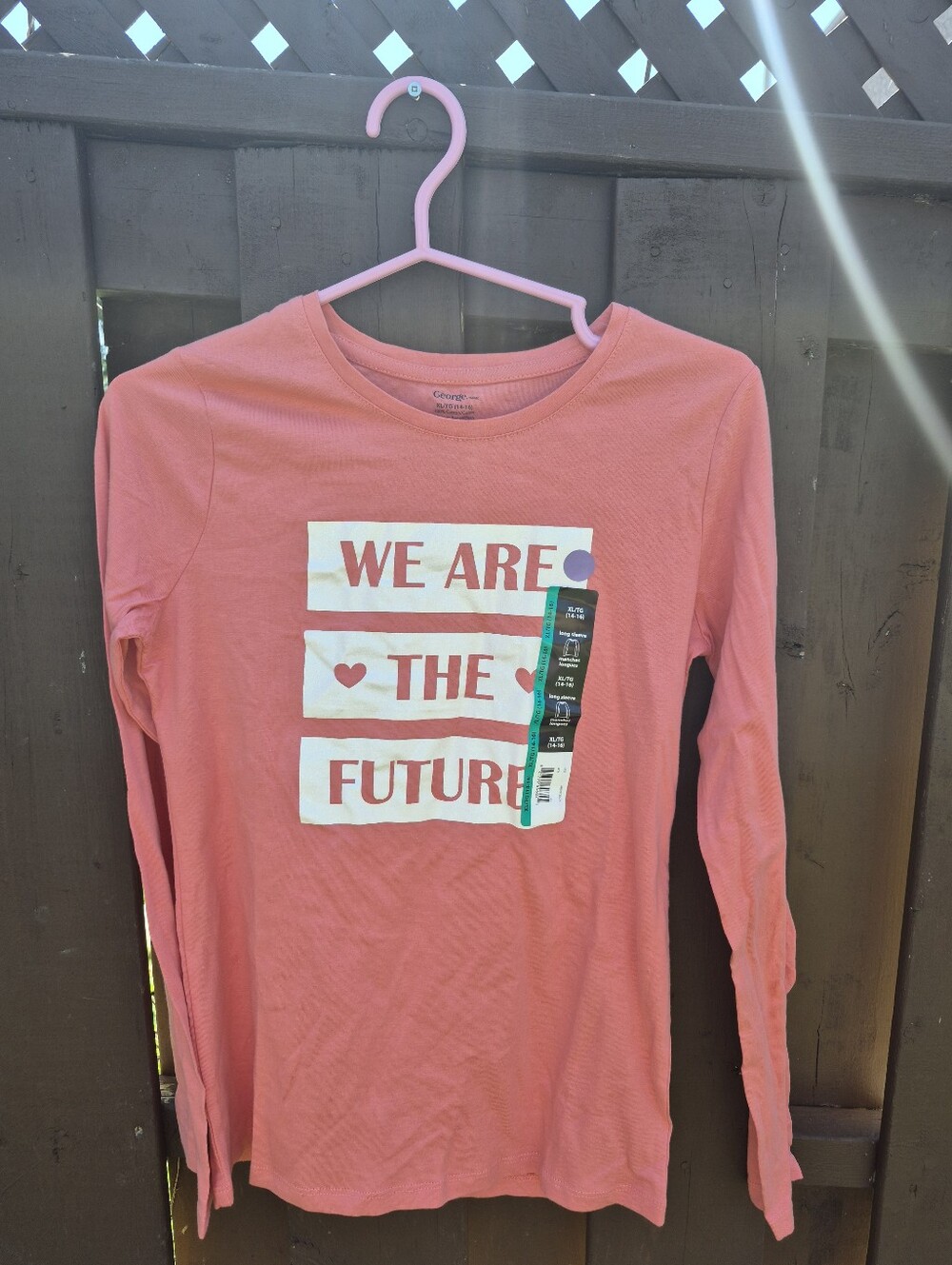 George Girls Pink Long Sleeve Cotton T Shirt Top NWT